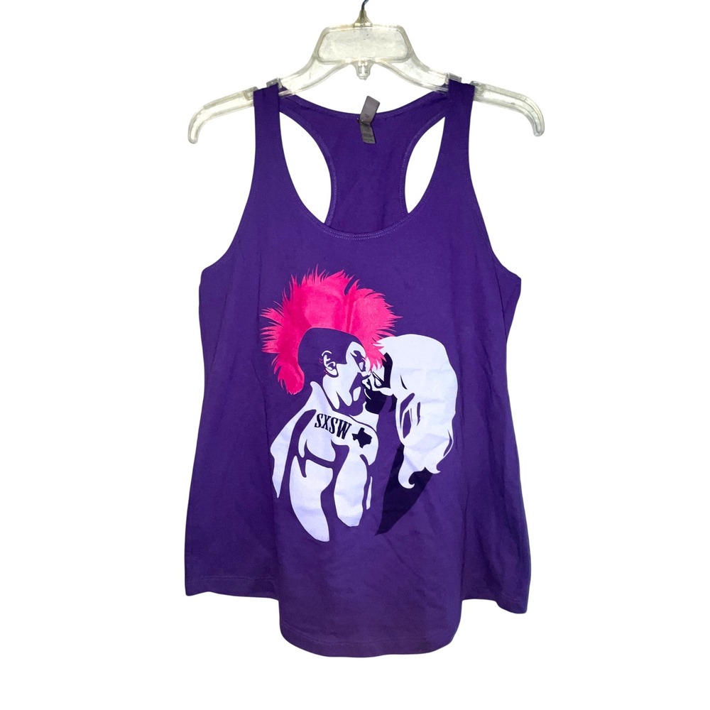 SXSW Punk Graphic Racerback Tank Top Purple Women's Large